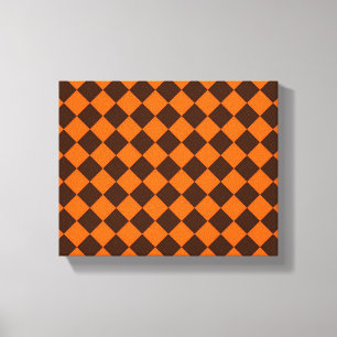 Lienzo Patrón de cuadros de diamante naranja marrón