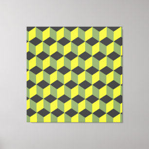 Lienzo Patrón de cubo isométrico gris negro amarillo