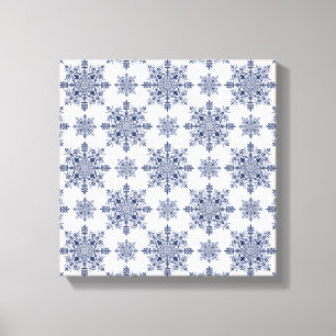 Lienzo Patrón de damasco de copo de nieve azul