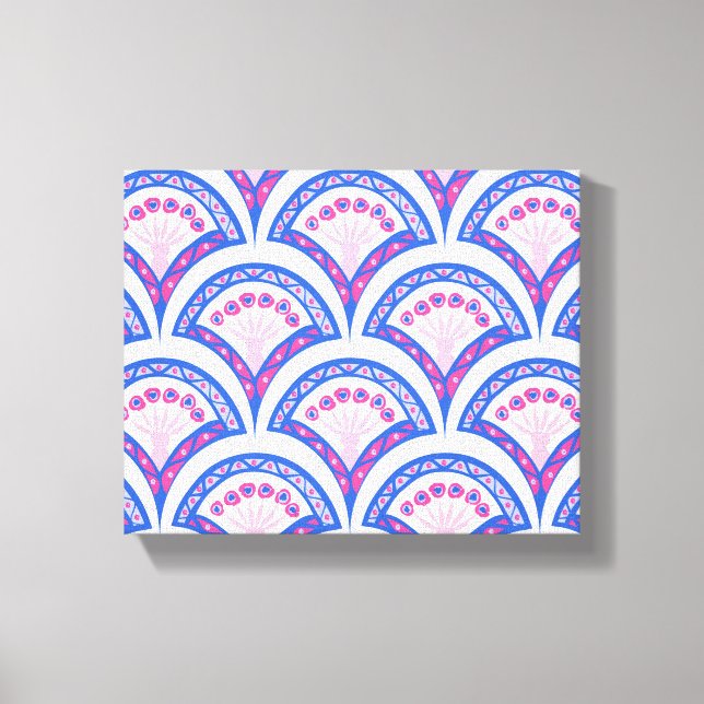 Lienzo patrón de damasco floral azul (Anverso)