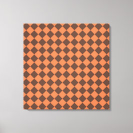 Lienzo Patrón de diamante de cuadros marrón coral