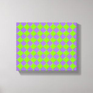 Lienzo Patrón de diamante de cuadros verdes y morados