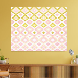 Lienzo Patrón de diamante geométrico en rosa y verde oliv