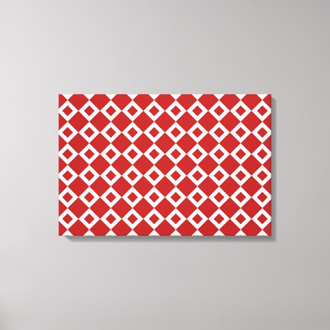 Lienzo Patrón de diamante rojo y blanco (Anverso)