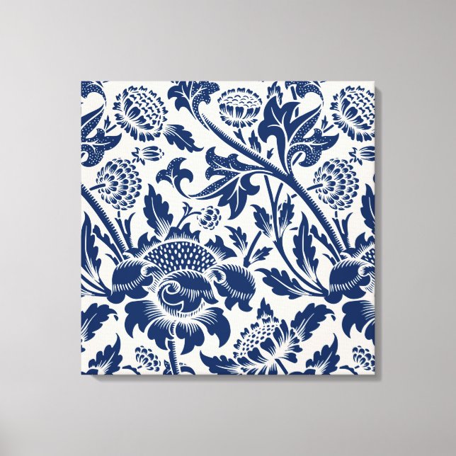 Lienzo Patrón de flor azul vintage (Anverso)