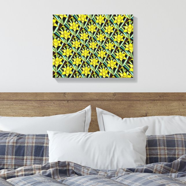Lienzo Patrón de flores amarillas y valiosas (Insitu(Dormitorio))