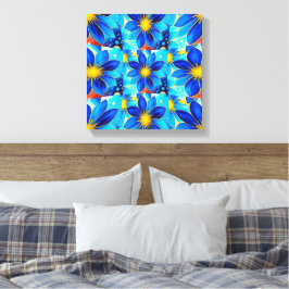 Lienzo Patrón de flores azules de bonito
