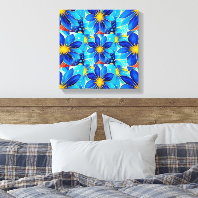 Lienzo Patrón de flores azules de bonito (Insitu(Dormitorio))
