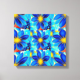 Lienzo Patrón de flores azules de bonito