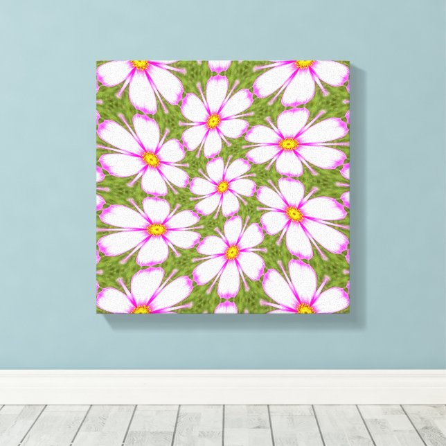 Lienzo Patrón de flores de cosmos (Insitu (piso de madera))