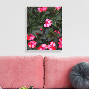 Lienzo Patrón de flores de impatiens de Nueva Guinea rosa