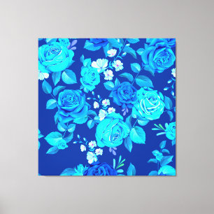 Lienzo Patrón de flores de rosa azul clásica-87600