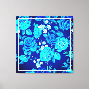 Lienzo Patrón de flores de rosa azul clásica-87600