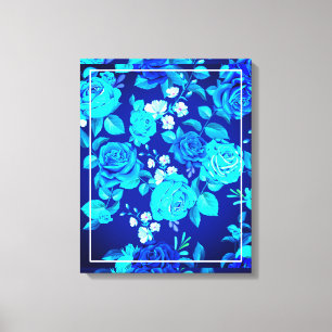 Lienzo Patrón de flores de rosa azul clásica-87600