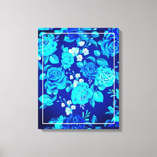 Lienzo Patrón de flores de rosa azul clásica-87600 (Anverso)