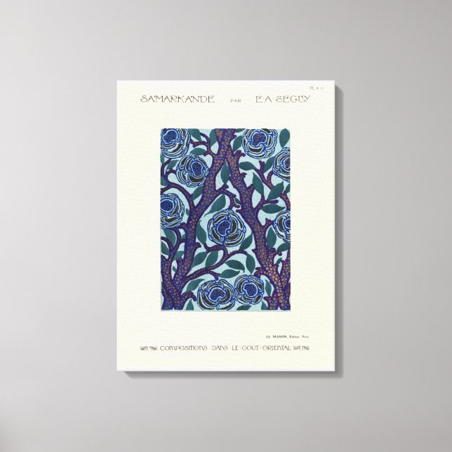 Lienzo Patrón de flores Esténcil Art Decó (Anverso)