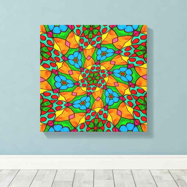 Lienzo Patrón de flores estéticas (Insitu (piso de madera))