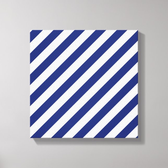 Lienzo Patrón de franjas diagonales azul y blanco de la m (Anverso)