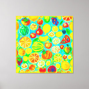 Lienzo Patrón de fruta colorido. ¡Hazte con una en Zazzle