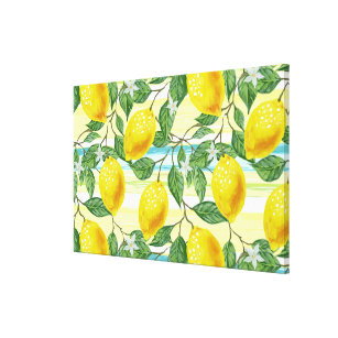 Lienzo Patrón de fruta de limón de verano tropical de cad