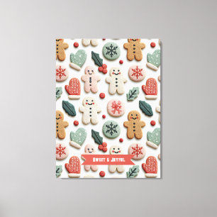 Lienzo Patrón de Galletas de Navidad Adorables