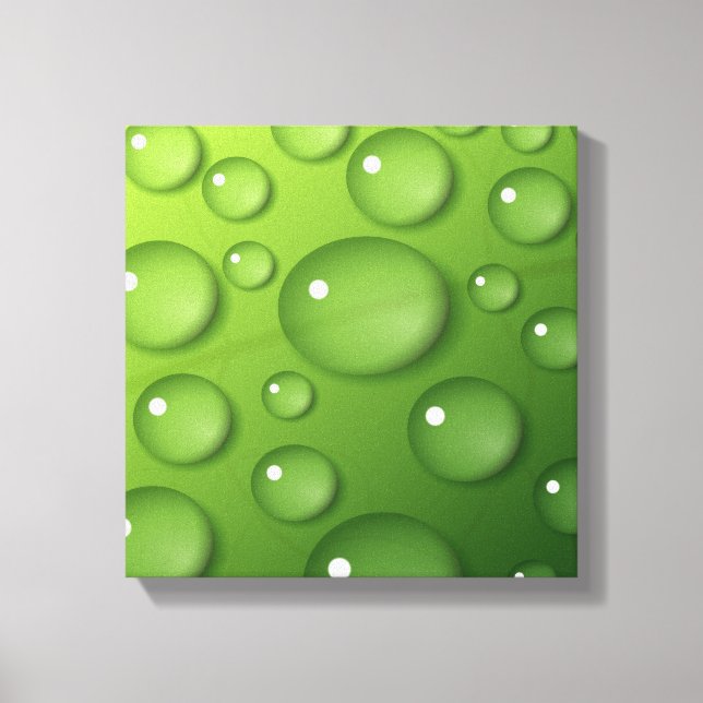 Lienzo Patrón de Gota de Lluvia Verde (Anverso)