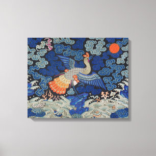Lienzo Patrón de grulla china vintage: azul imperial