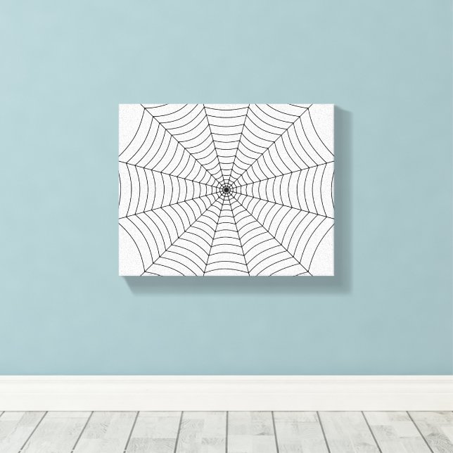 Lienzo patrón de Halloween de telaraña en blanco y negro (Insitu (piso de madera))