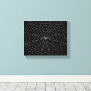 Lienzo Patrón de Halloween de telaraña gris y negro