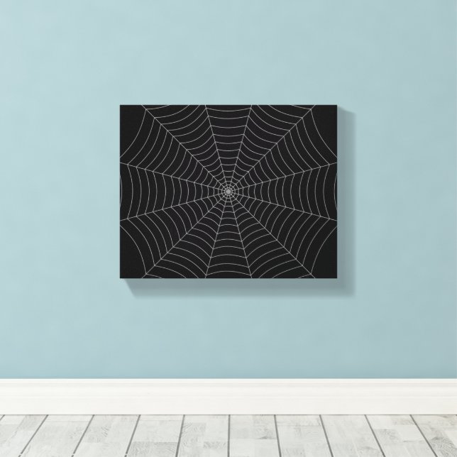 Lienzo Patrón de Halloween de telaraña gris y negro (Insitu (piso de madera))