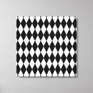 Lienzo Patrón de Harlequin de diamante blanco y negro