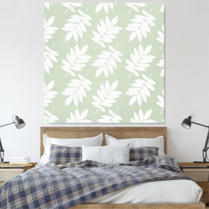 Lienzo Patrón de hoja mayor blanco y verde