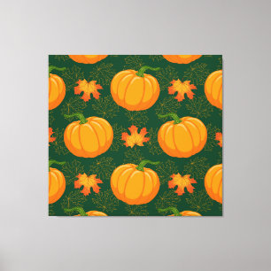 Lienzo Patrón de hojas otoñales de calabaza naranja