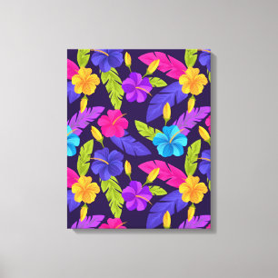 Lienzo Patrón de hojas y flores tropicales-23857