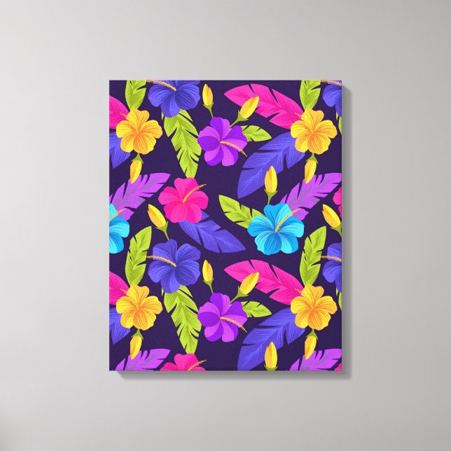 Lienzo Patrón de hojas y flores tropicales-23857 (Anverso)