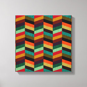 Lienzo Patrón de hueso de arenque multicolor