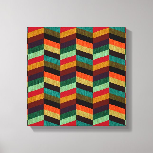 Lienzo Patrón de hueso de arenque multicolor (Anverso)