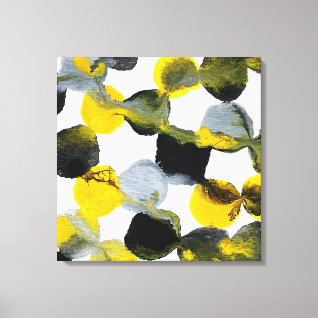 Lienzo Patrón de interacciones amarillo, gris y negro (Anverso)