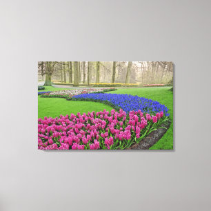 Lienzo Patrón de jacinto de uva, tulipanes y 2