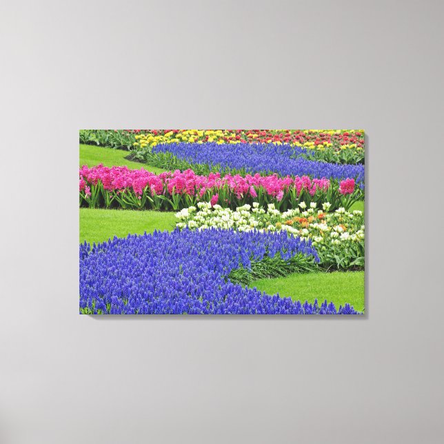 Lienzo Patrón de jacinto de uva, tulipanes y 3 (Anverso)