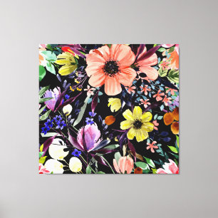 Lienzo Patrón de jardín sin foco acuarela floral