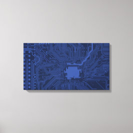 Lienzo Patrón de la tarjeta madre azul geek
