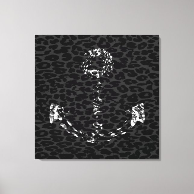 Lienzo Patrón de leopardo negro y blanco (Anverso)