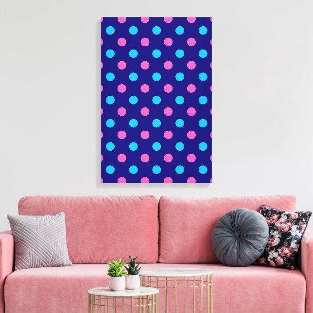 Lienzo Patrón de lunares azul cian rosa (Insitu (Sala de estar))