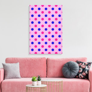 Lienzo Patrón de lunares rosa azul rosa
