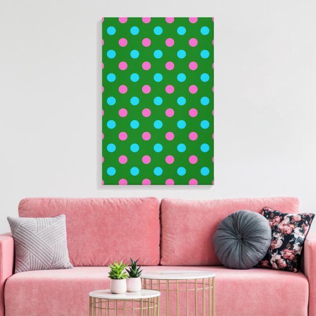 Lienzo Patrón de lunares verde rosa azul (Insitu (Sala de estar))