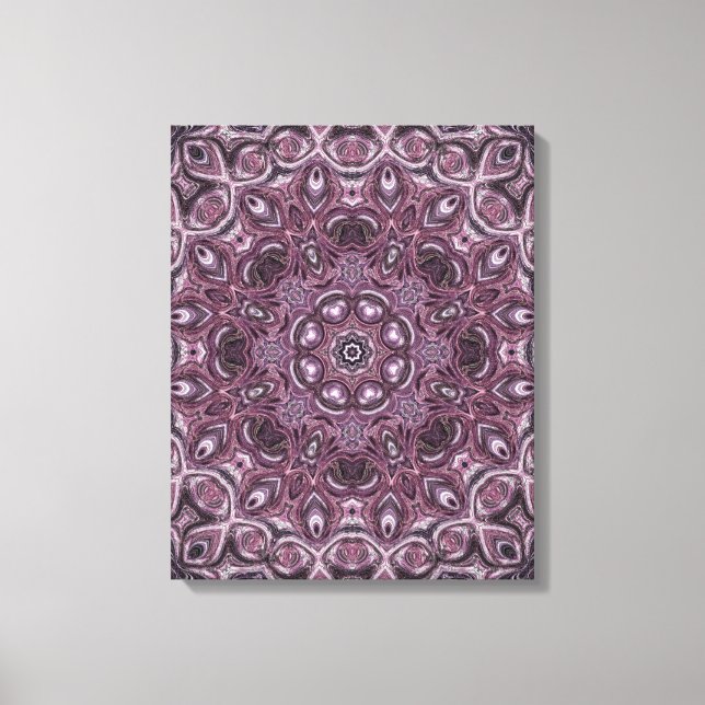 Lienzo Patrón de mandala de mármol de lavanda y ciruela (Anverso)