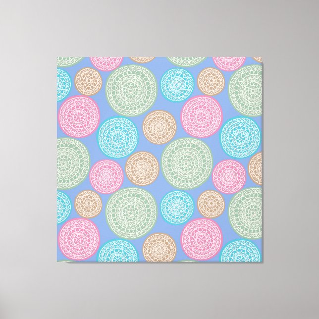 Lienzo Patrón de Mandalas de flores escandinavas 1 (Anverso)