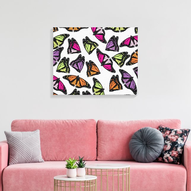 Lienzo Patrón de mariposas coloridas (Insitu (Sala de estar))