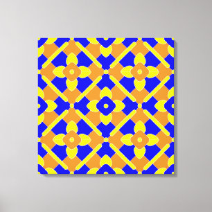 Lienzo Patrón de mosaico español amarillo azul naranja